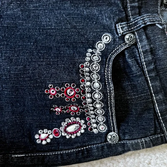 V Cristina red and crystal embellished Jeans, sz 6 - Picture 4 of 10